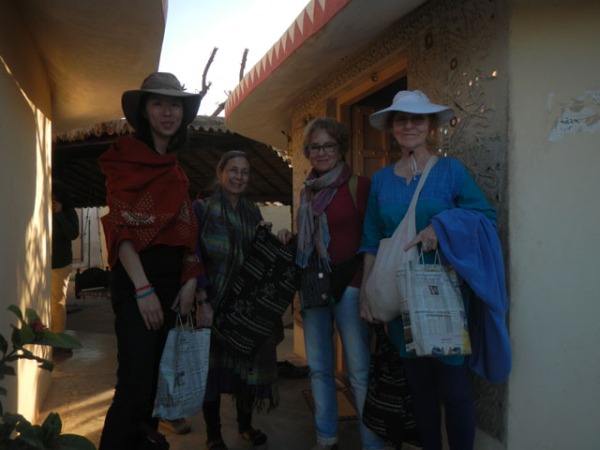 Bags full!! Shoppers at Kala Raksha with Judy (second from left)